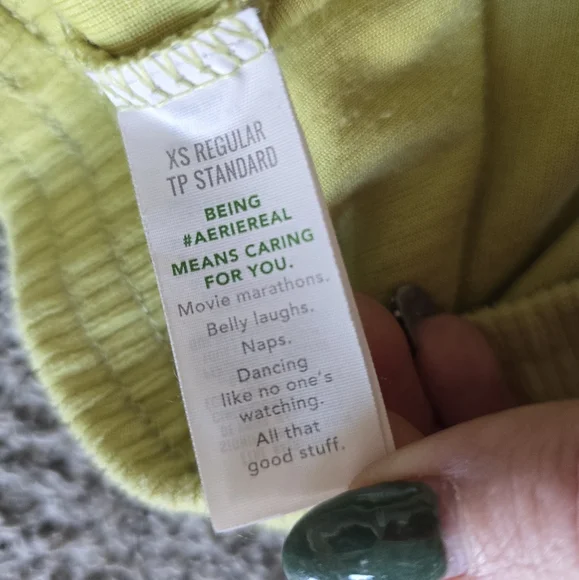 Aerie Groove-on Ribbed Velour Flare Pants Neon Yellow XS - Picture 5 of 6